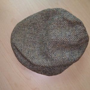 Harris Tweed Scottish Wool newsboy hat Brown L